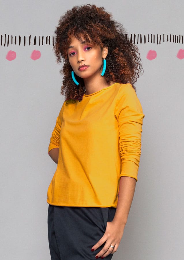 Set maglia giallo ocra e jumpsuit nera in cotone oeko-tex - immagine 5