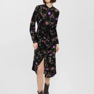 Abito da camicia a maniche lunghe facile - viola