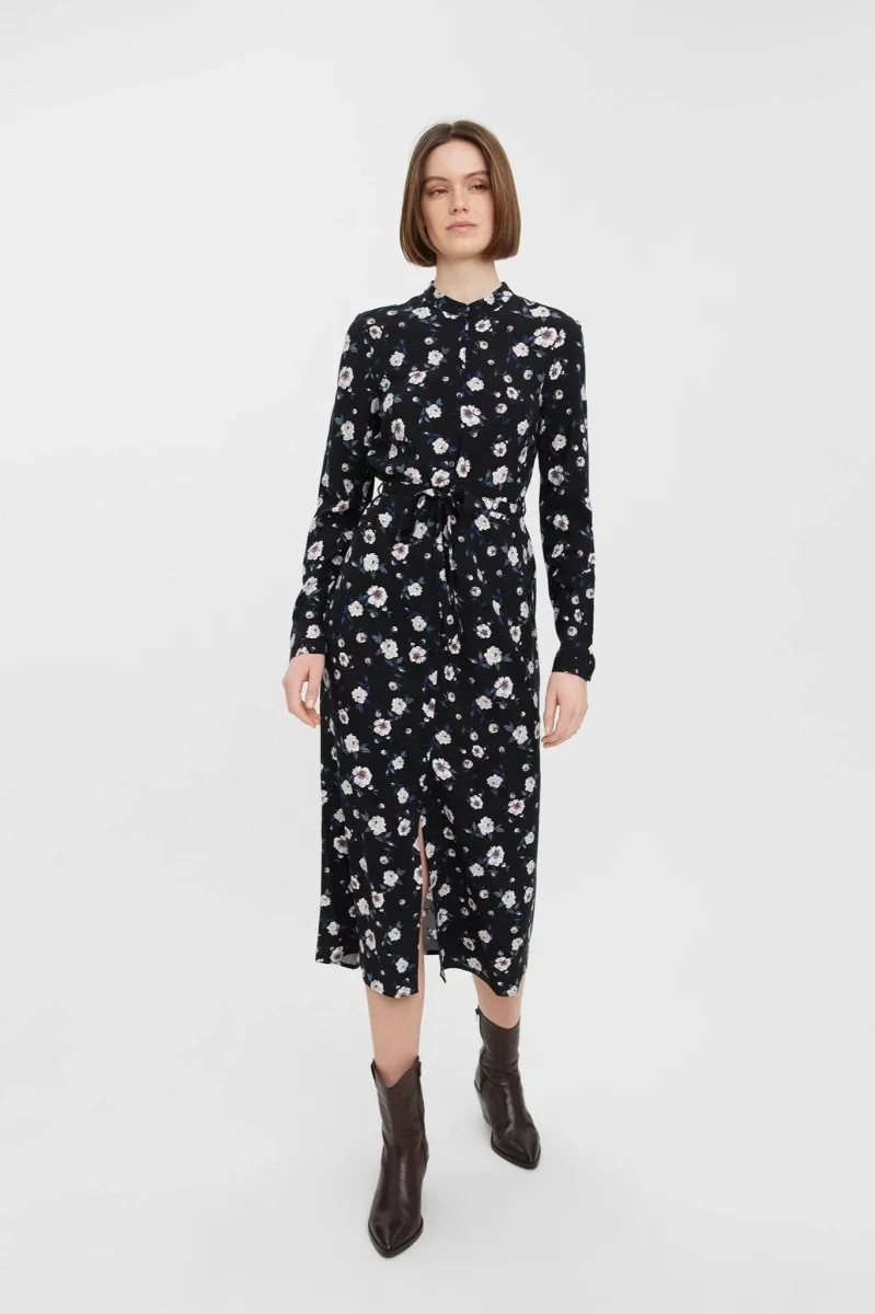 Abito da camicia a maniche lunghe facile - nero - immagine 6