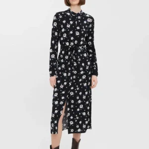 Abito da camicia a maniche lunghe facile - nero