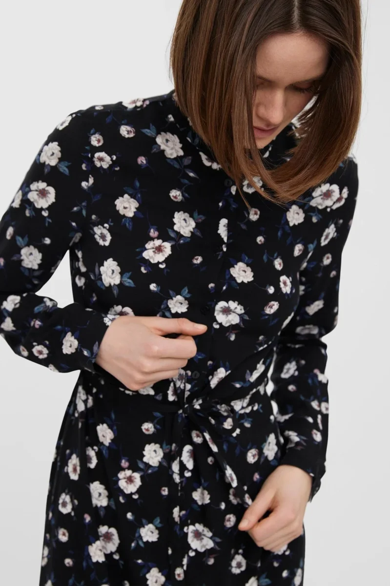 Abito da camicia a maniche lunghe facile - nero - immagine 3