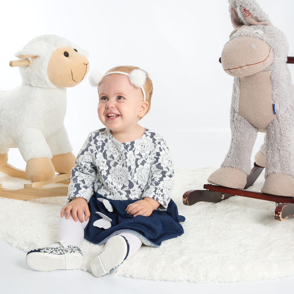 Abito da bambina in felpa blu - immagine 5