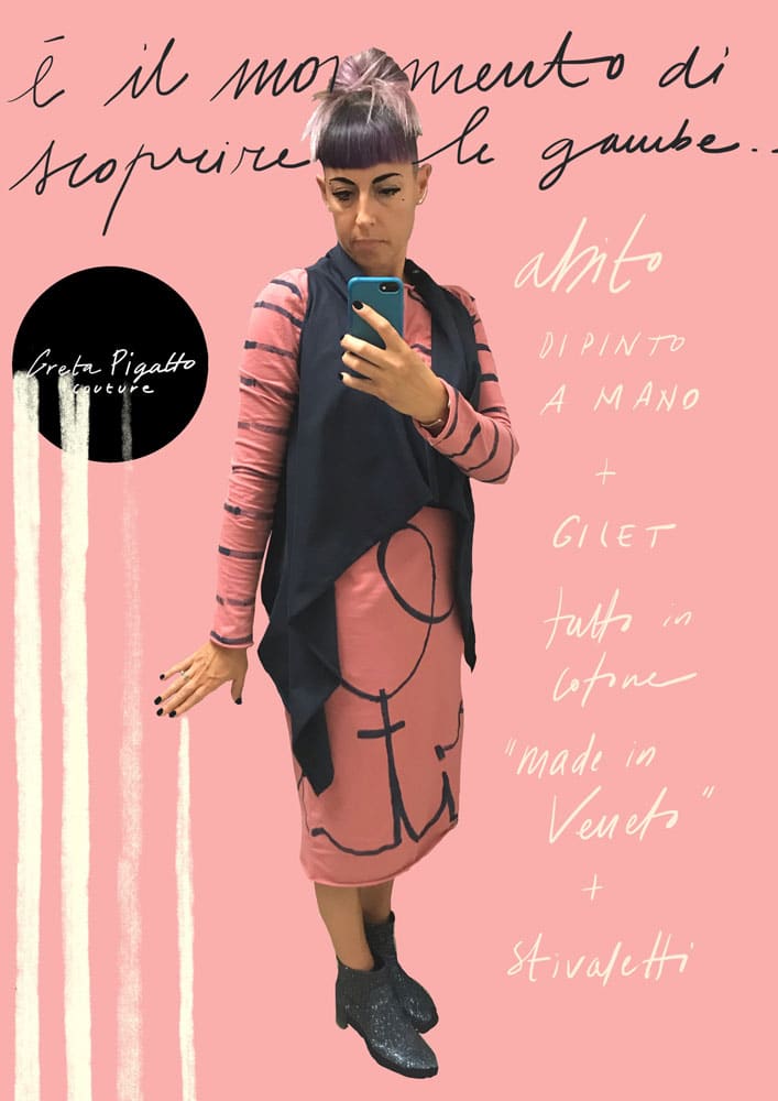 Vestito lungo dipinto a mano corsivo